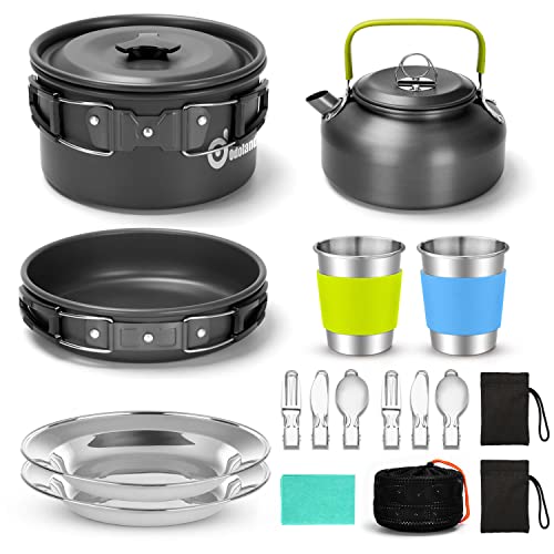 Odoland Black 19-Piece Camping Cookware Set for 1-2 People
