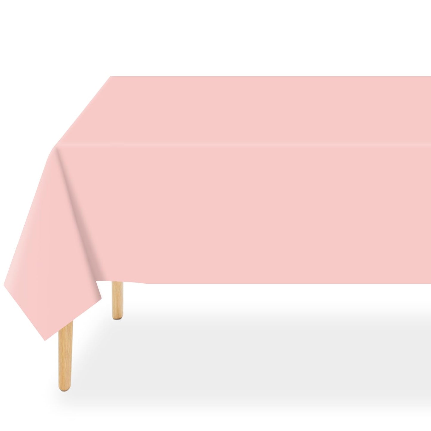 QIKSION Blush Pink Plastic Table Cloth Disposable 12 Pack, 54 x 108 Inch Tablecloths for Valentines, Easter, Mothers Day Decorations, Baby Shower Birthday Party, Rectangle Table Cover