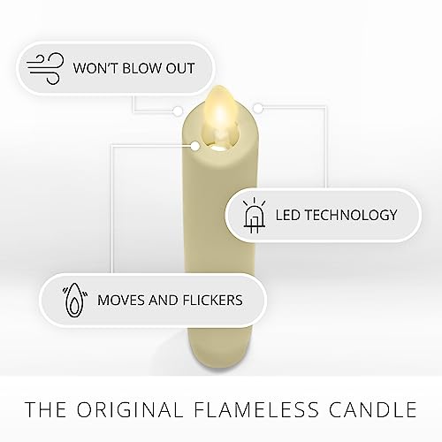 Luminara Flameless Real Flame 0.87x6.75 Inch Ivory Taper Candles, 2