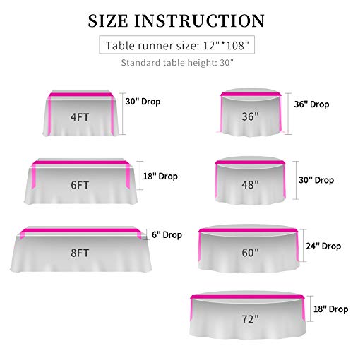 Hahuho 5-Pack Satin Table Runners 12 x 108 Red - 5 pcs Set for Weddings & Parties