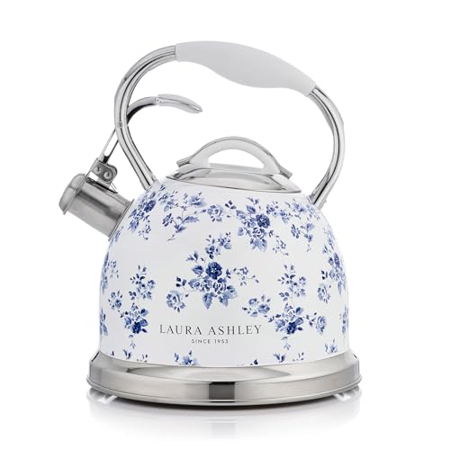 Laura Ashley China Rose 2.5L Stovetop Tea Kettle with Whistle - Classic Design