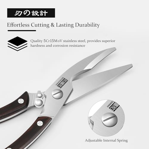 Heavy Duty Kitchen Shears - Ultra-Sharp Poultry Scissors with Ergonomic Handle