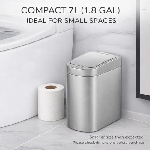 Ninestars Small Automatic Motion Sensor Bathroom Trash Can, 1.8