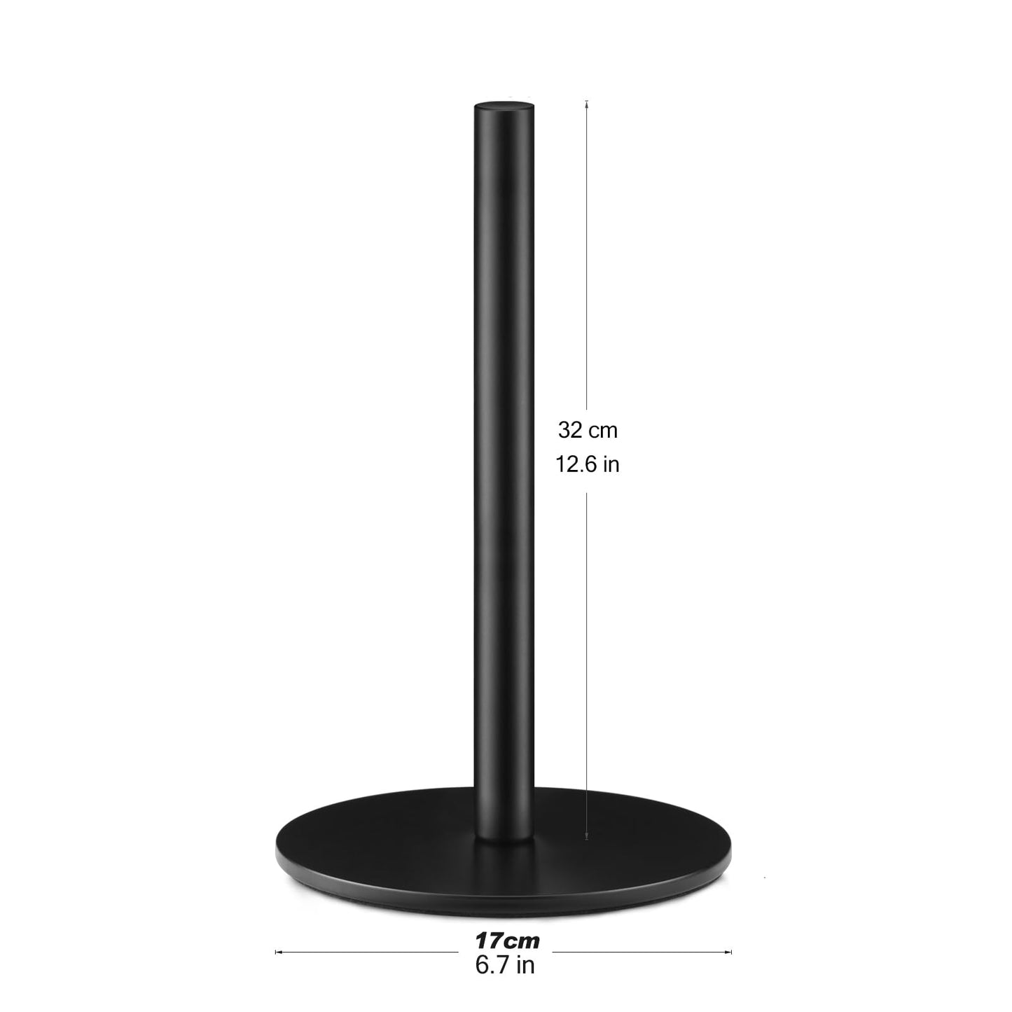 Black Paper Towel Holder, Countertop Paper Towels Holder, Premium Stainless Steel Paper Towel Holder Stand, Non-Slip Kitchen Paper Roll Holders with Weighted Base