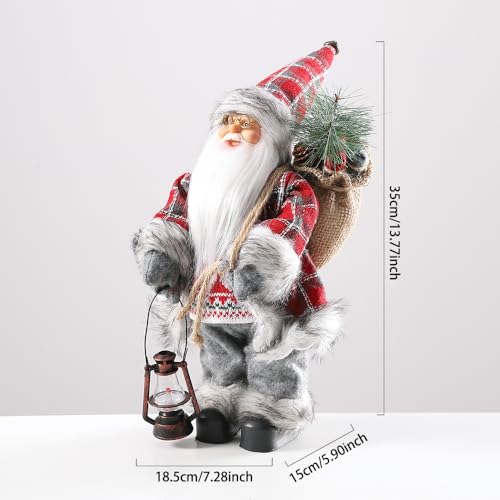 Enanal Santa Claus Figurine Red - 13.8in Classic Christmas Indoor Decor