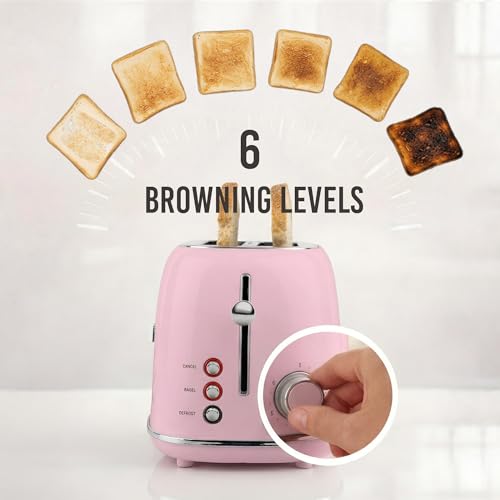 Nostalgia Pink 2-Slice Retro Toaster with Wide Slots & Crumb Tray