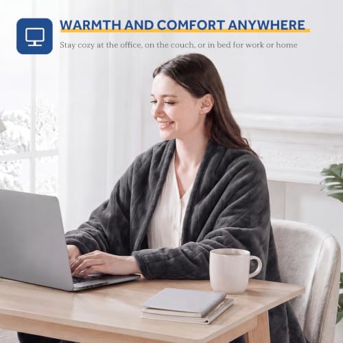 Sealy Electric Heated Throw with Foot Pockets - 50x62 Dark Grey