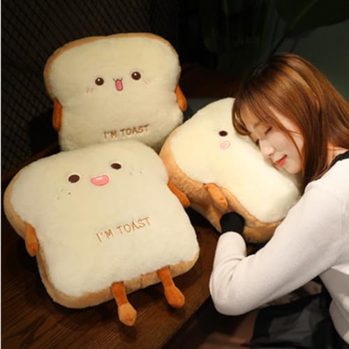 15.7/40cm Toast Bread Plush Pillow, Bread Stuffed Pillow,Food Pillow with Pocket Plush Pillow Warm Hand Pillow (Grievance), Brown