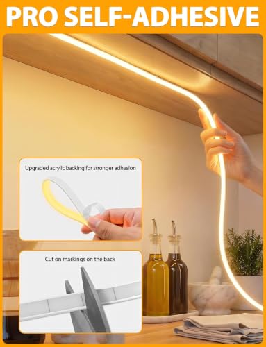 Lamomo 32.8ft Warm White COB LED Strip Lights Dimmable with Remote