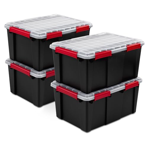 Sterilite 20 Gallon Gasket Tote Storage Bin 4 Pack Clear Stackable Containers