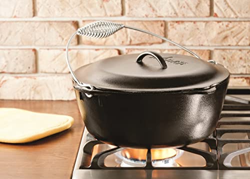 7 Quart Pre-Seasoned Cast Iron Dutch Oven with Bail Handle - Outdoor & Kitchen Cooking