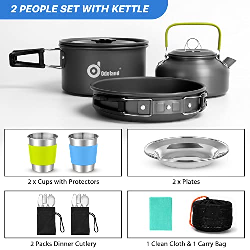 Odoland Black 19-Piece Camping Cookware Set for 1-2 People