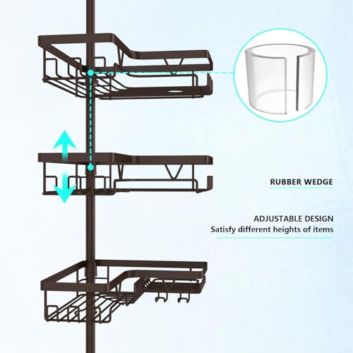 DAOYA Bronze Corner Shower Caddy Tension Pole Organizer - Rustproof Bathroom Storage