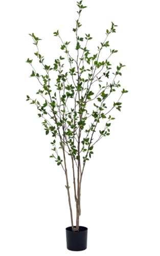 7FT Artificial Citrus Tree - Faux Minimalist Green Tree with Realistic Leaves