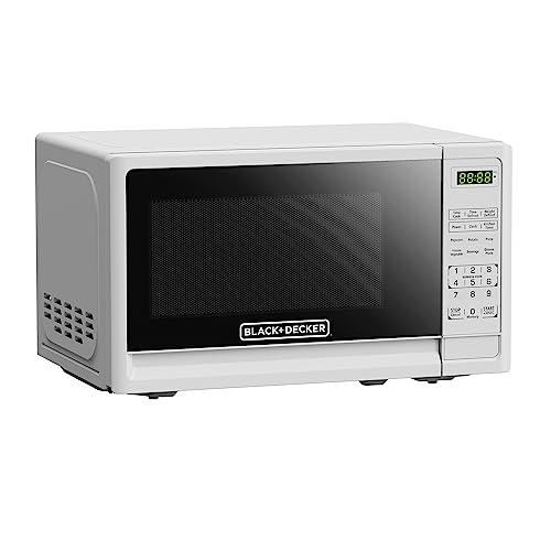 Black+Decker White 0.7 Cu. Ft. Compact Countertop Microwave Oven 700W