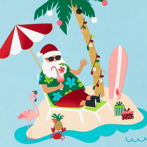 Hallmark 16-Pack Funny Christmas Cards with Envelopes – Tropical Santa Beach Design