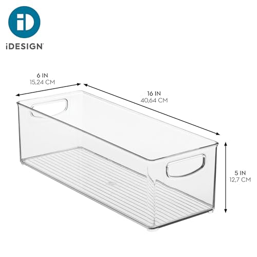 Stackable Pantry Storage Bins with Handles - Set of 4, Clear