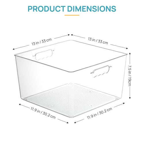 13x13 Inch Clear Storage Bins - Extra Large Cube Organizer, 4 Pack