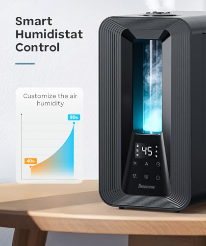 6L Cool Mist Humidifier for Large Bedroom - 50H Runtime, 7-Color Mood Light