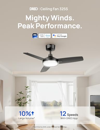 Black 42 Inch Smart Ceiling Fan with Lights and Remote - Quiet Modern Design