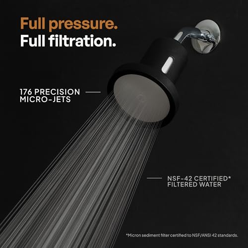 SecondShower Filtered Shower Head for Hard Water - Matte White with Pure Silver Variation