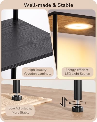 EDISHINE RGBW Floor Lamp with 5-Tier Shelf Black - Adjustable Brightness & Color