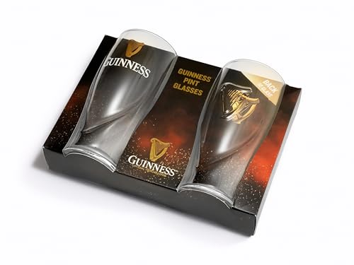 Guinness Official 20oz Beer Glasses Twin Pack - Certified Merchandise for Beer Lovers