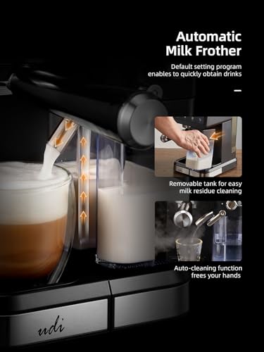20 Bar Espresso Machine with 9 Presets & Milk Frother - Compact Coffee Maker