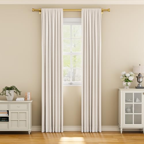 Adjustable Gold Curtain Rods 2 Pack 32-57 Inch Heavy Duty Window Treatment Rods - Modern Design