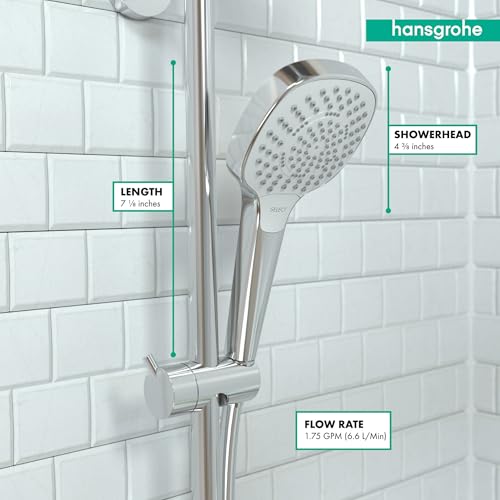 Hansgrohe Croma Select E Low Flow 4-Inch Handheld Shower Head White/Chrome