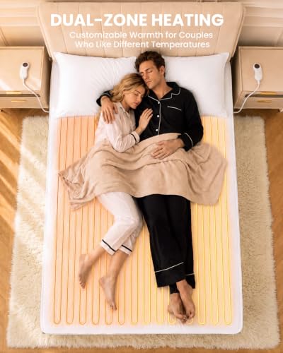 LEERUN Queen Heated Mattress Pad with Dual Control Fast Heating 125.6°F