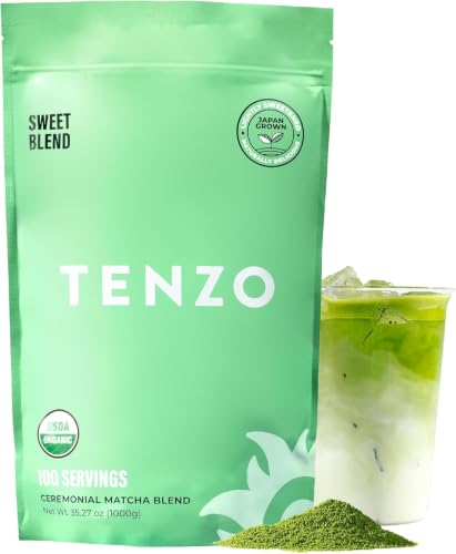 Tenzo Matcha Green Tea Powder Organic Sweetened 35.27 oz - Ceremonial Grade Latte Mix