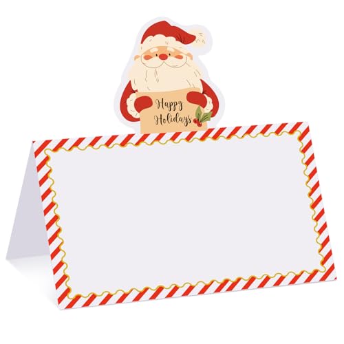 Fumete 100 Pcs Santa Claus Christmas Place Cards for Table Setting, Santa Claus Variation
