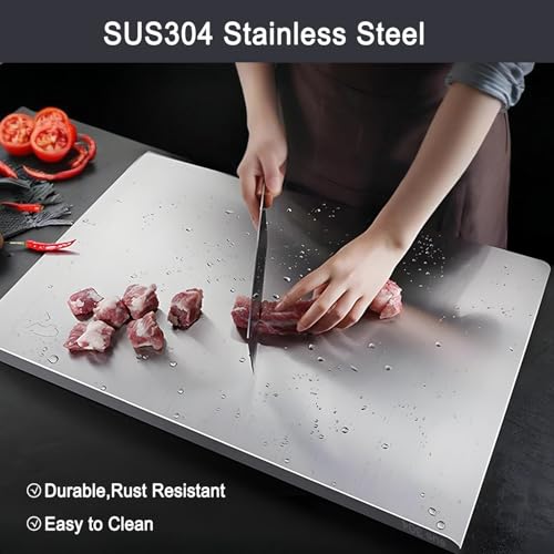 304 Stainless Steel Cutting Board 31.5 x 19.6in Non-Slip Dishwasher Safe Kitchen Chopping Board