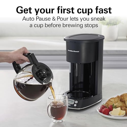 Hamilton Beach 12 Cup Programmable Drip Coffee Maker with 3 Brew Strengths - Hot & Iced Coffee