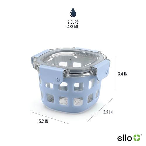 Ello Duraglass 2-Cup Food Storage Containers with Lids - Melon 4 Pack