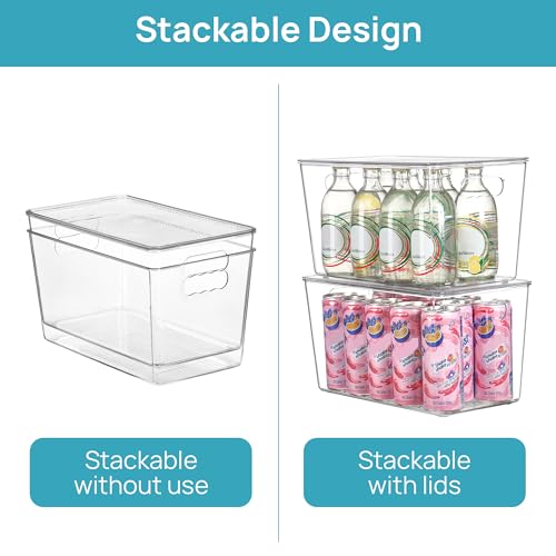 XL Stackable Clear Storage Bins with Lids - 16 Pack, 13" x 7.4" x 7"