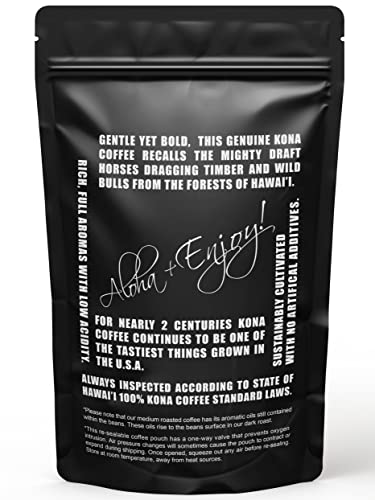 Blue Horse Kona Coffee 16 oz Medium Roast Whole Bean - Authentic Hawaiian Organic