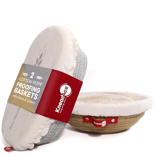 Oval & Round Cotton Bread Proofing Basket Set with Liners & Covers for Artisan Sourdough Bread
