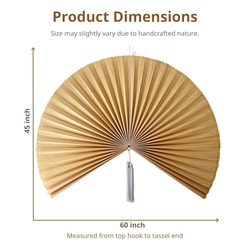 ChumDecor Ivory 60-Inch Bamboo Wall Fan Decor - Japanese Feng Shui Statement Piece