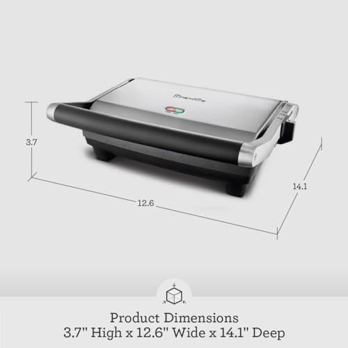Panini Duo Sandwich Maker 2 Slice - Brushed Stainless Steel, Adjustable & Nonstick