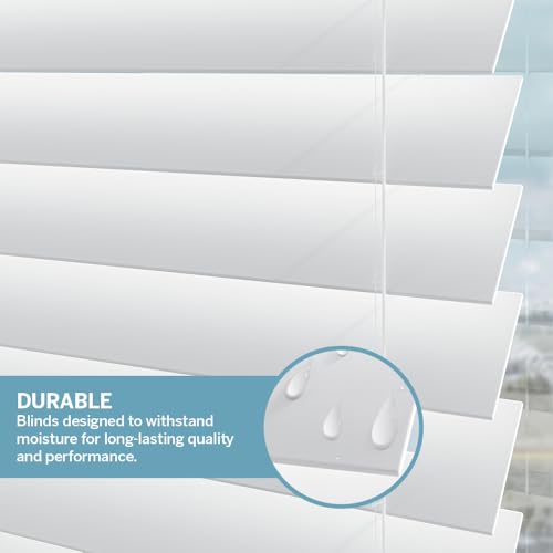LEVOLOR 46 x 64-inch Cordless Faux Wood Blinds - White, Inside Mount