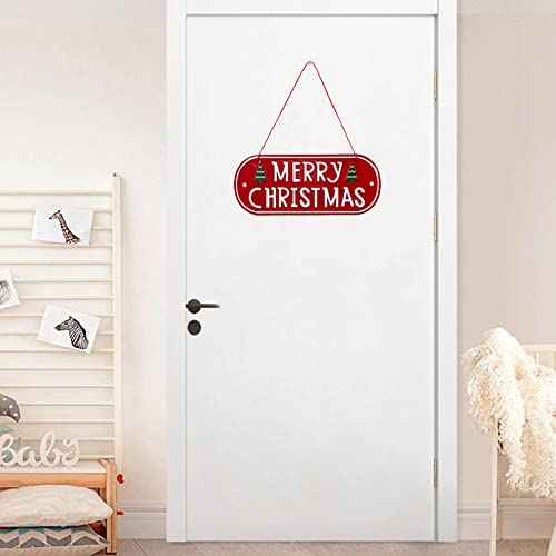 Merry Christmas Metal Hanging Sign Christmas Tree Ornaments, 12"x 5"
