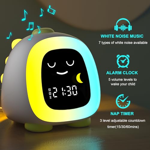 Kids Alarm Clock with Sleep Training & Night Light - Forest Green