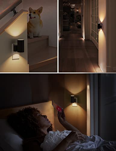 LED Night Light Plug in Dimmable 3000K Soft White 4 Pack - Wall Mount, Sensor