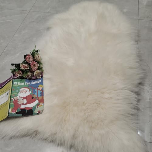 Australian Sheepskin Rug 2x3 ft Natural White Lambskin Area Rug - Oblong