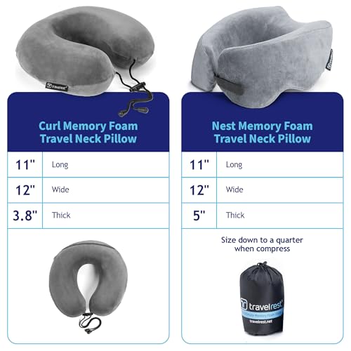 Travelrest Nest Memory Foam Neck Pillow - Grey Travel Support