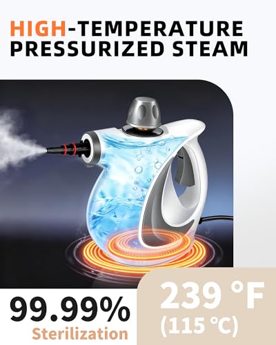 Handheld Steam Cleaner with 12 Accessories - Multi-Surface Deep Steamer for Car, Floor, Upholstery