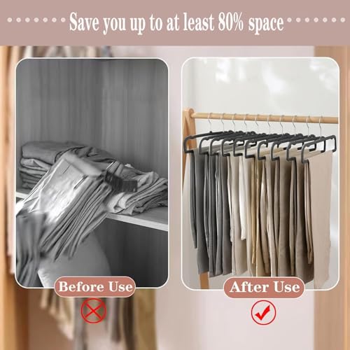 Velvet Non Slip Pants Hangers 20 Pack with Silver Swivel Hook - Space Saving Closet Organizers - Black Silver Hook