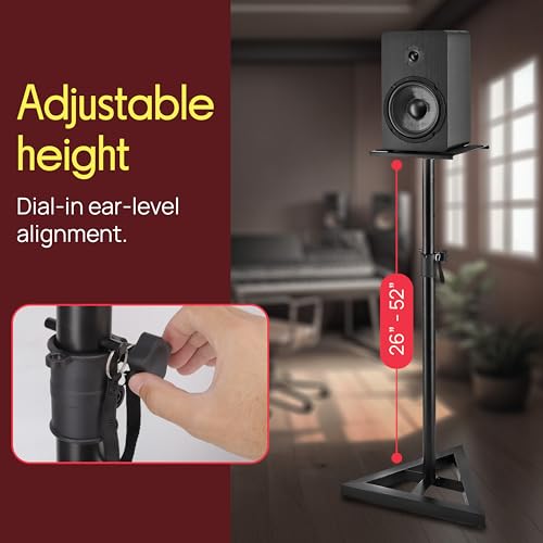 Pyle Speaker Stand Pair for SONOS Play 1 & 3 - Adjustable Height, Heavy Duty Tripod Base - Speaker Amplifier Stand, Black (Model: PSTND35.0) - Speaker Stand Mounts